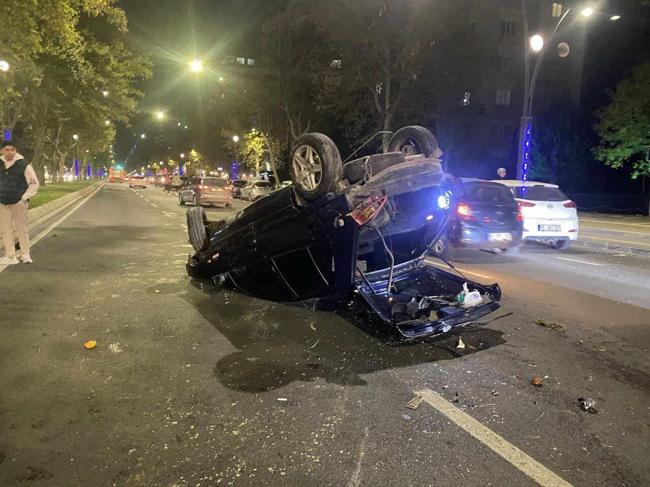 Kahramanmaraş’ta sürücü takla atan otomobilden hafif yaralı olarak çıktı