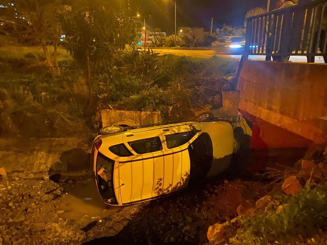 Otomobil sulama kanalına düştü