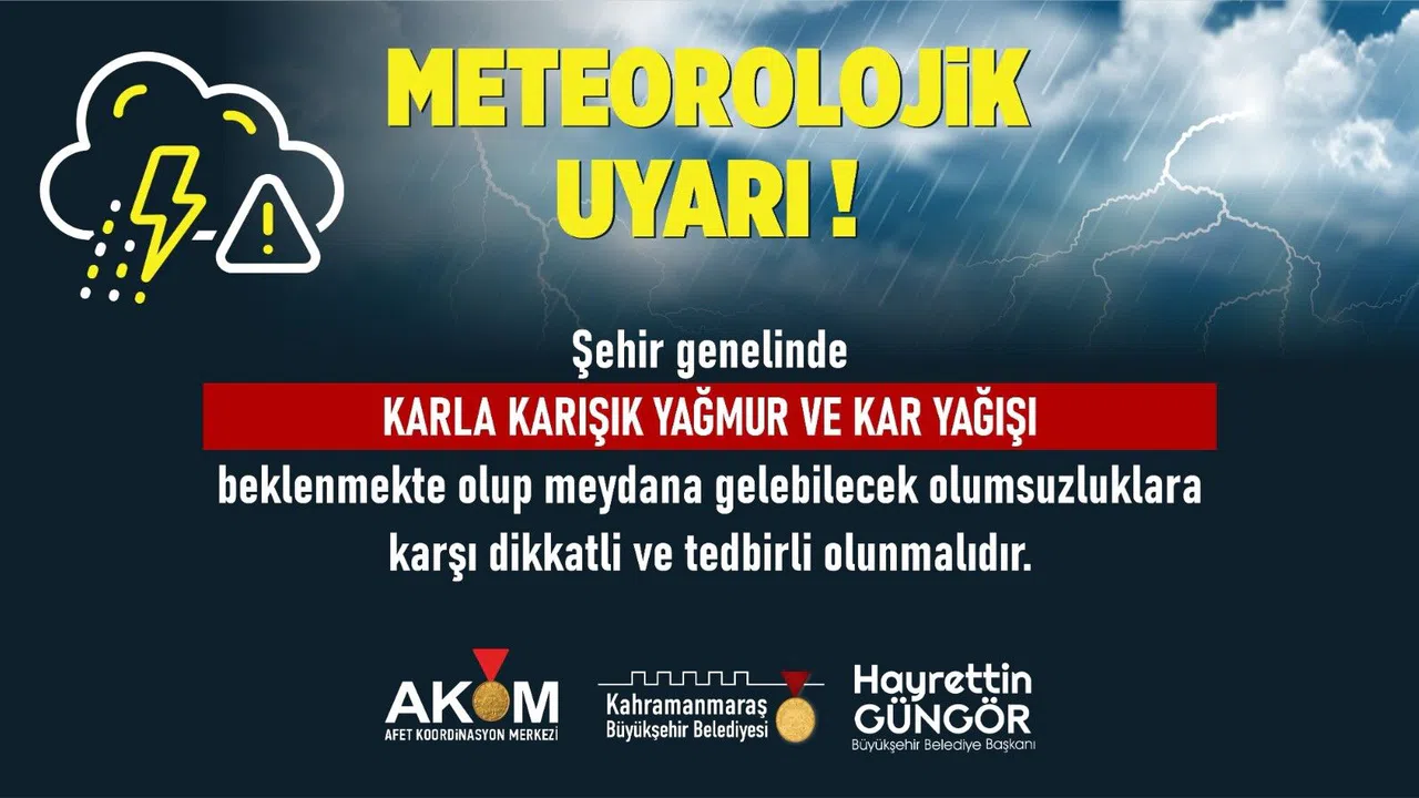 Kahramanmaraş'ta Genelinde Kar Yağış Uyarısı!