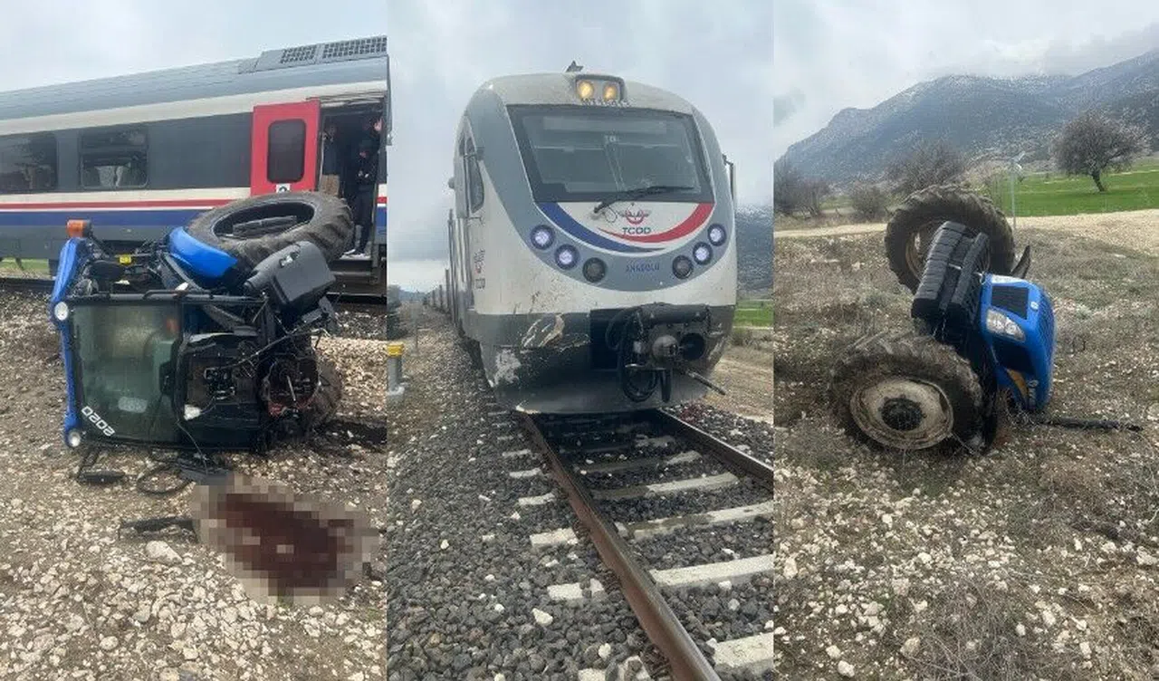Traktör ile yolcu treni çarpıştı