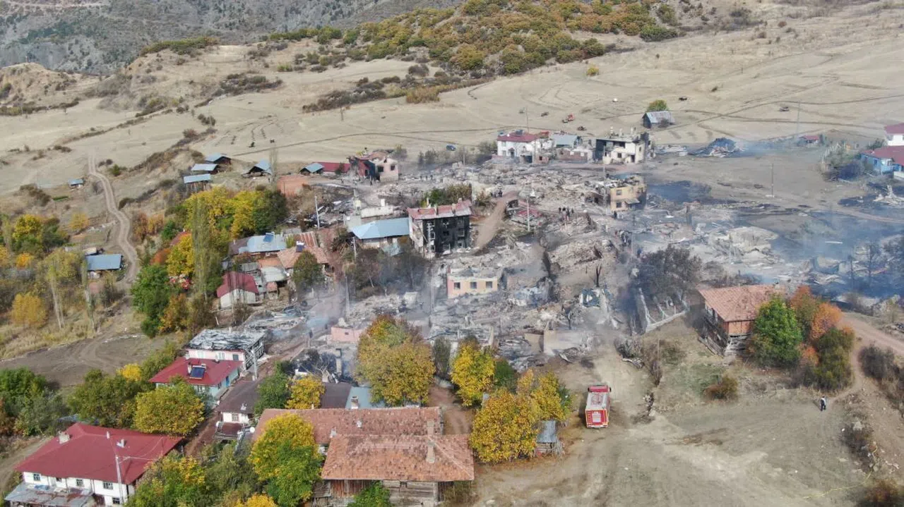 Köyde çıkan yangın 47 evi küle döndürdü