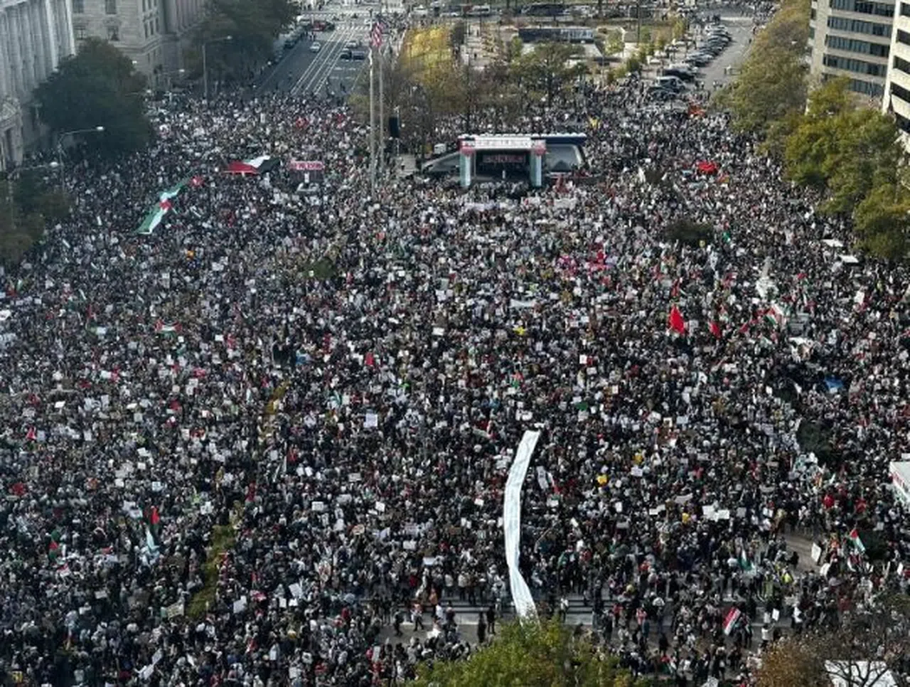 ABD'de 30 bin kişilik Filistin'e destek gösterisi