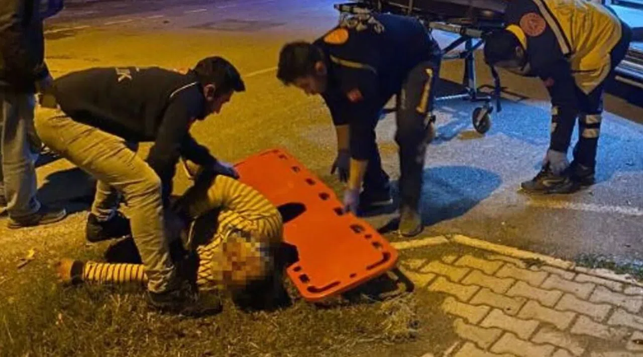 Alkollü motosiklet sürücü hastanelik oldu