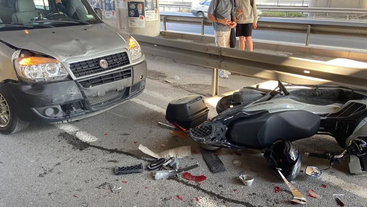 Ticari araç motosiklete arkadan çarptı: 1 yaralı