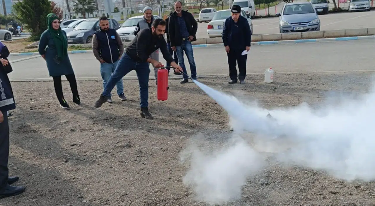 Konteyner kentte yangına karşı eğitim ve tatbikat