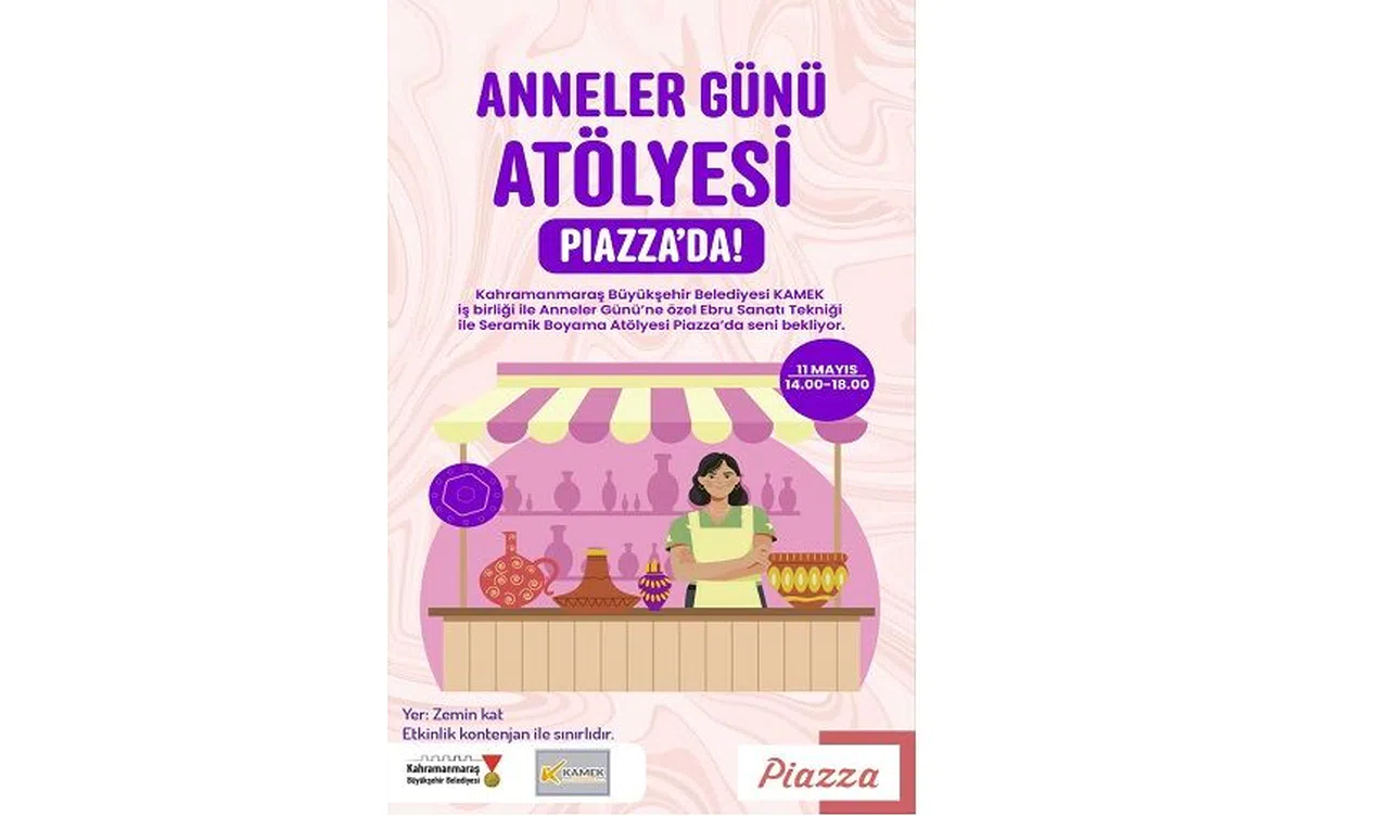 Kahramanmaraş'ta Anneler Günü'ne Özel Ebru Sanatı ve Seramik Boyama