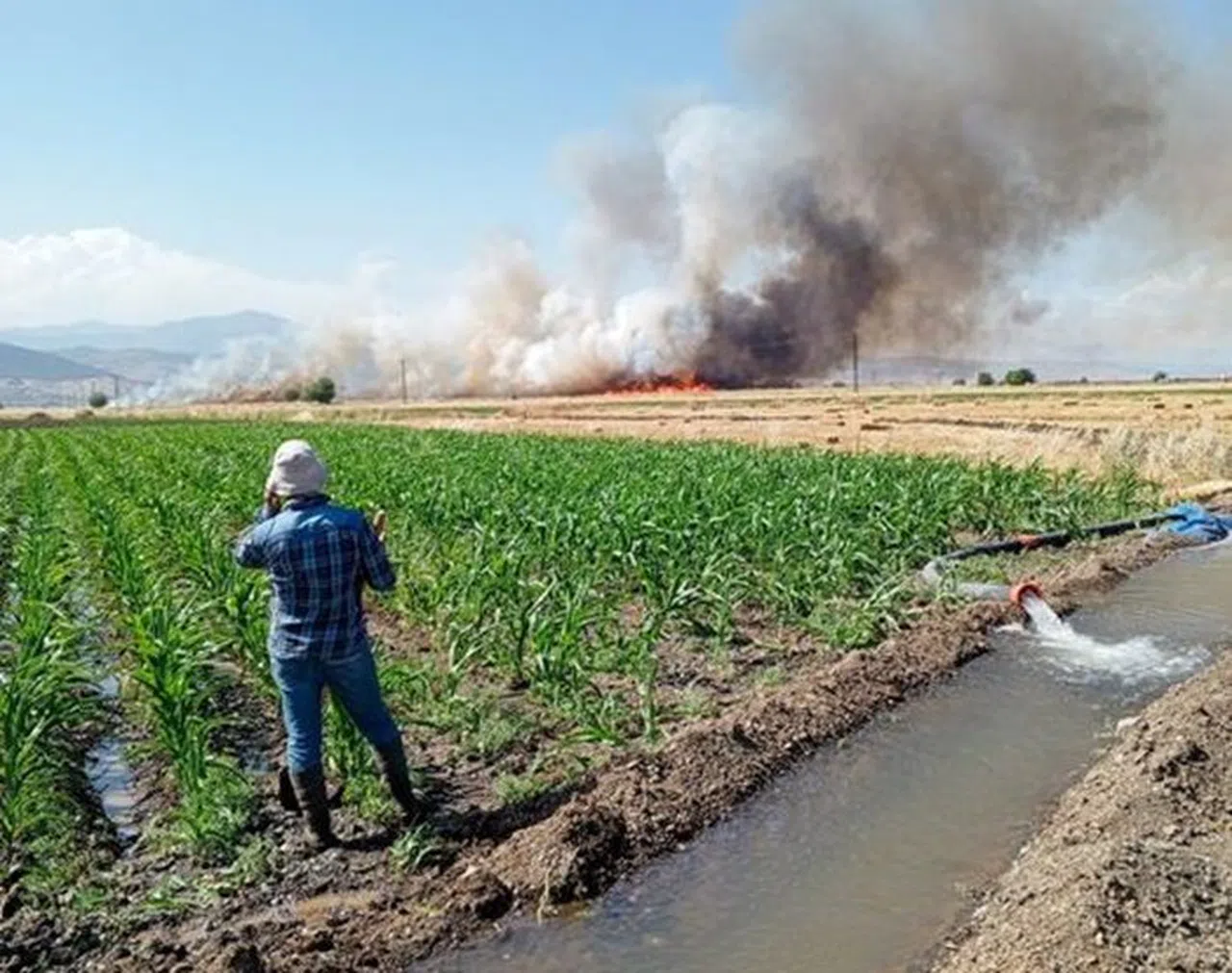 Türkoğlu’nda tarlada büyük yangın