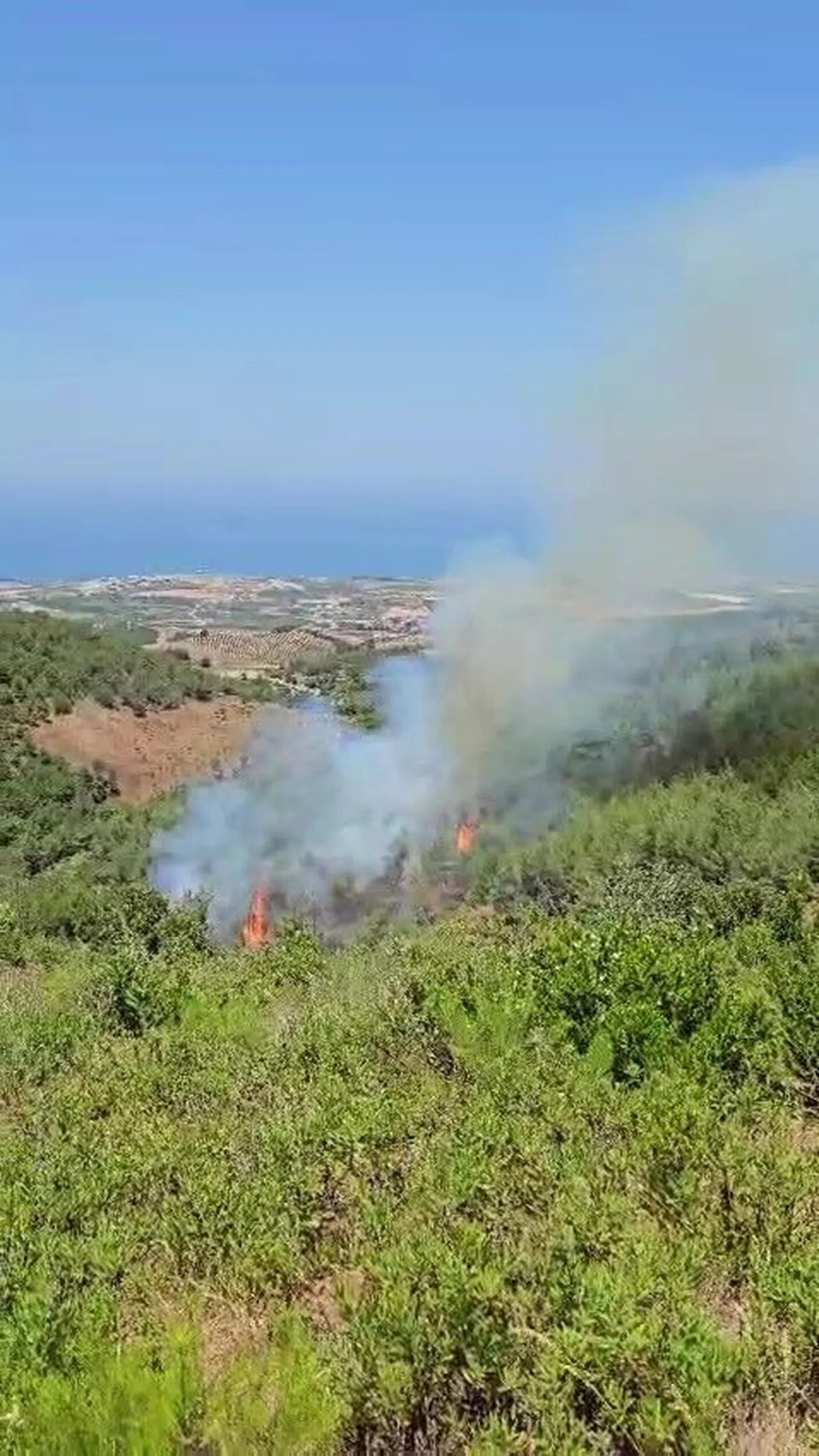 Helikopterle müdahale edilen orman yangını kısa sürede söndürüldü