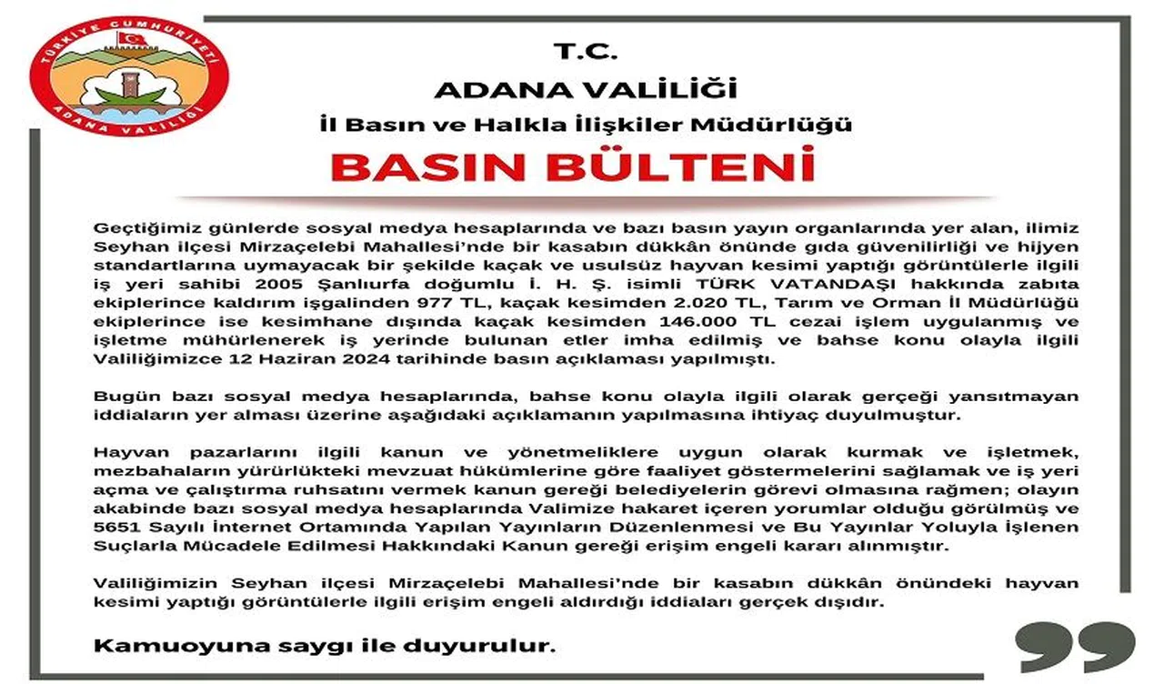 "Kasapla ilgili gerekli cezalar uygulandı"