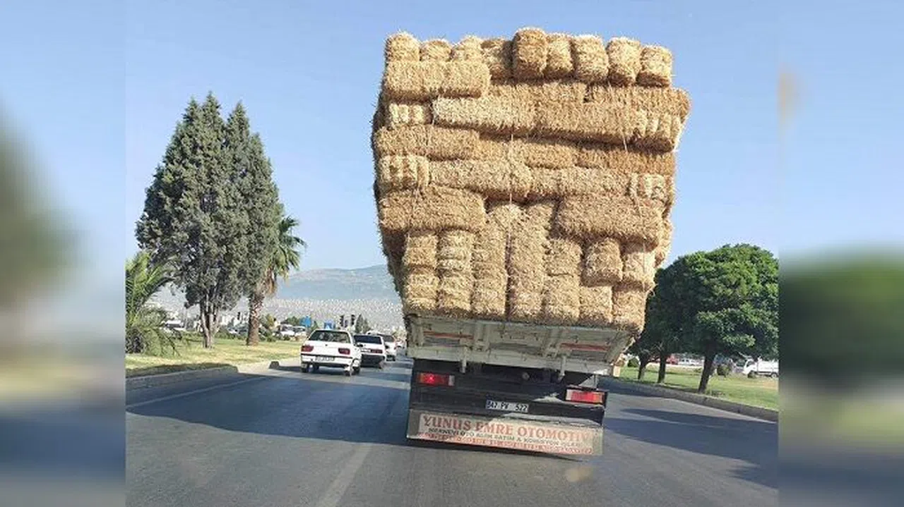 Kahramanmaraş'ta aşırı yüklü kamyonet, tehlike saçtı