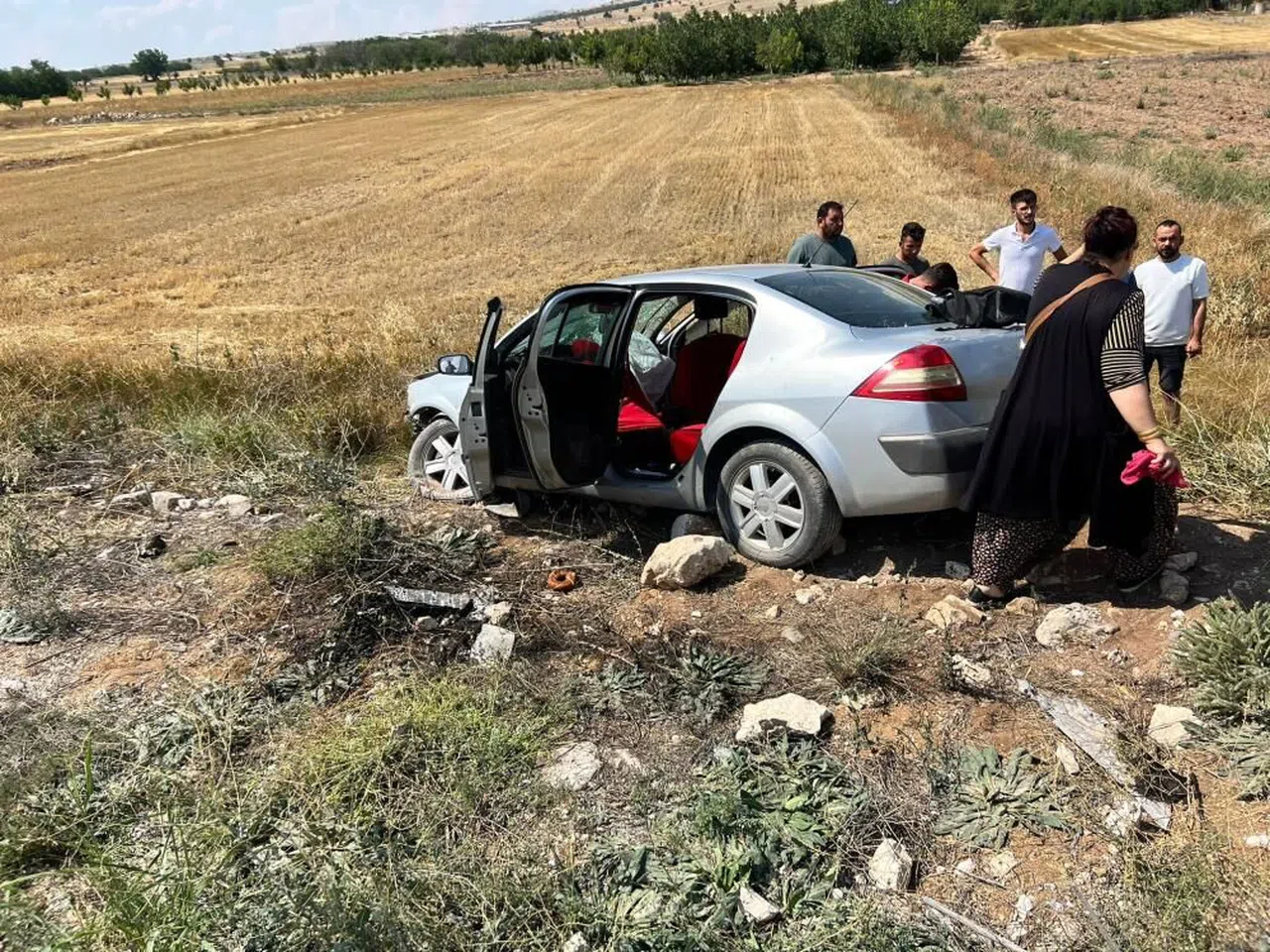 Yoldan çıkan otomobil araziye savruldu: 8 yaralı