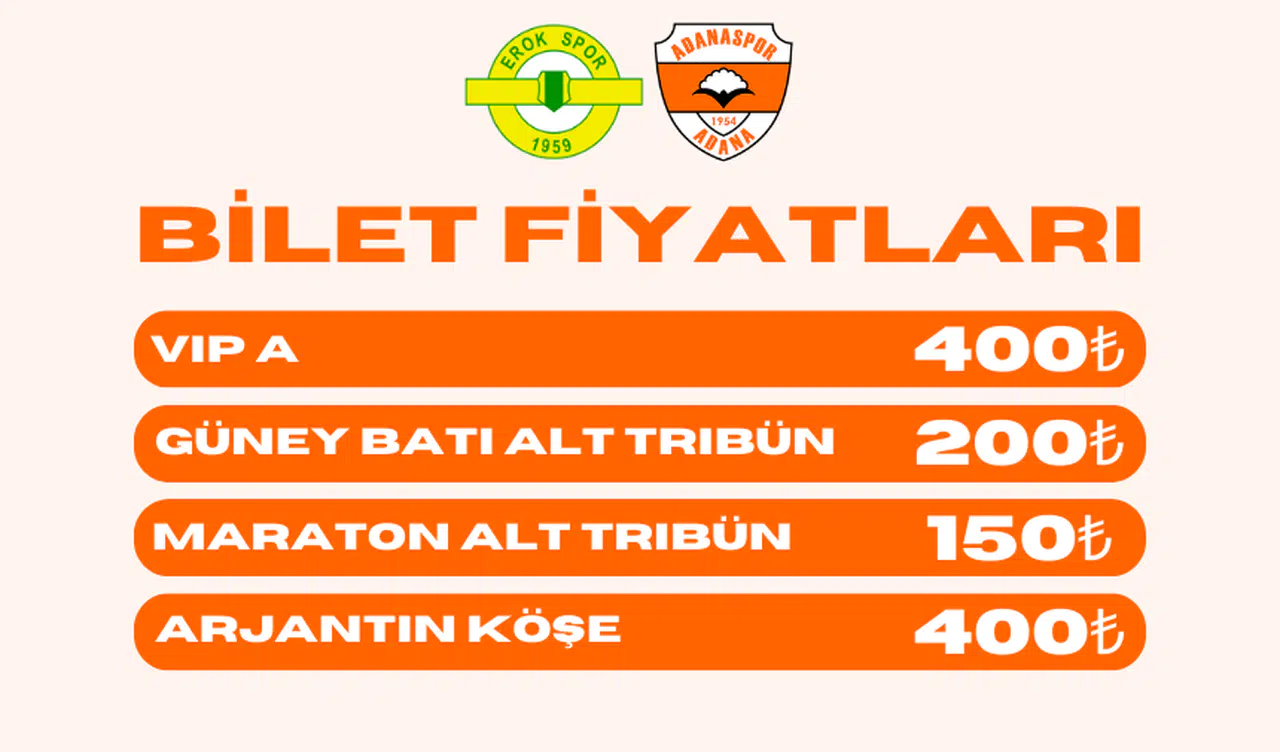 Adanaspor - Esenler Erokspor maçı biletleri satışa çıktı