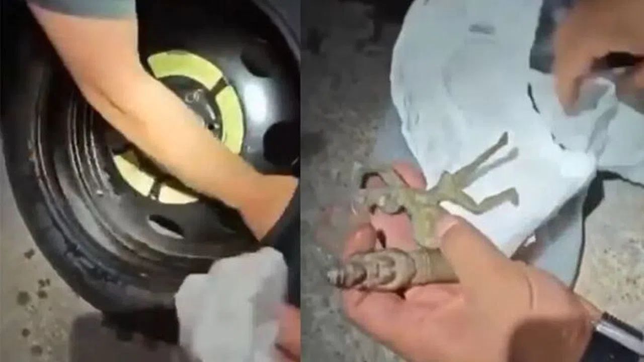 Yedek lastiğin içerisine tarihi eser saklamışlar