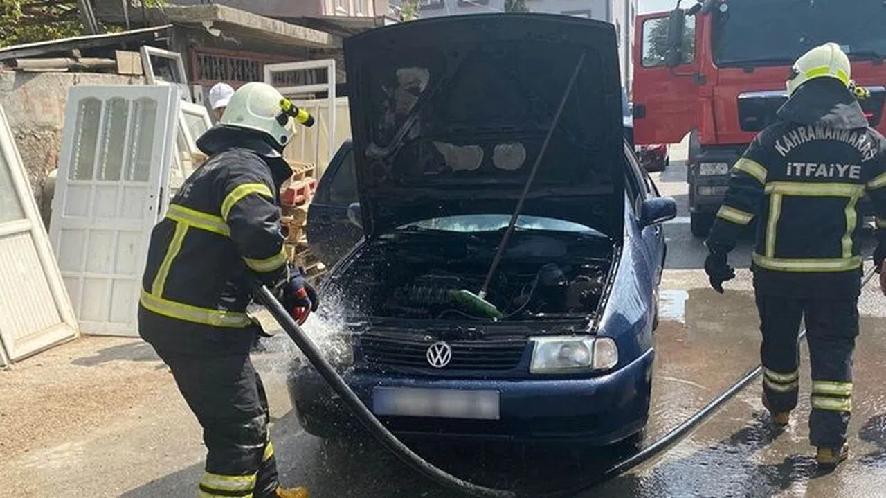 Otomobilde çıkan yangına anında müdahale