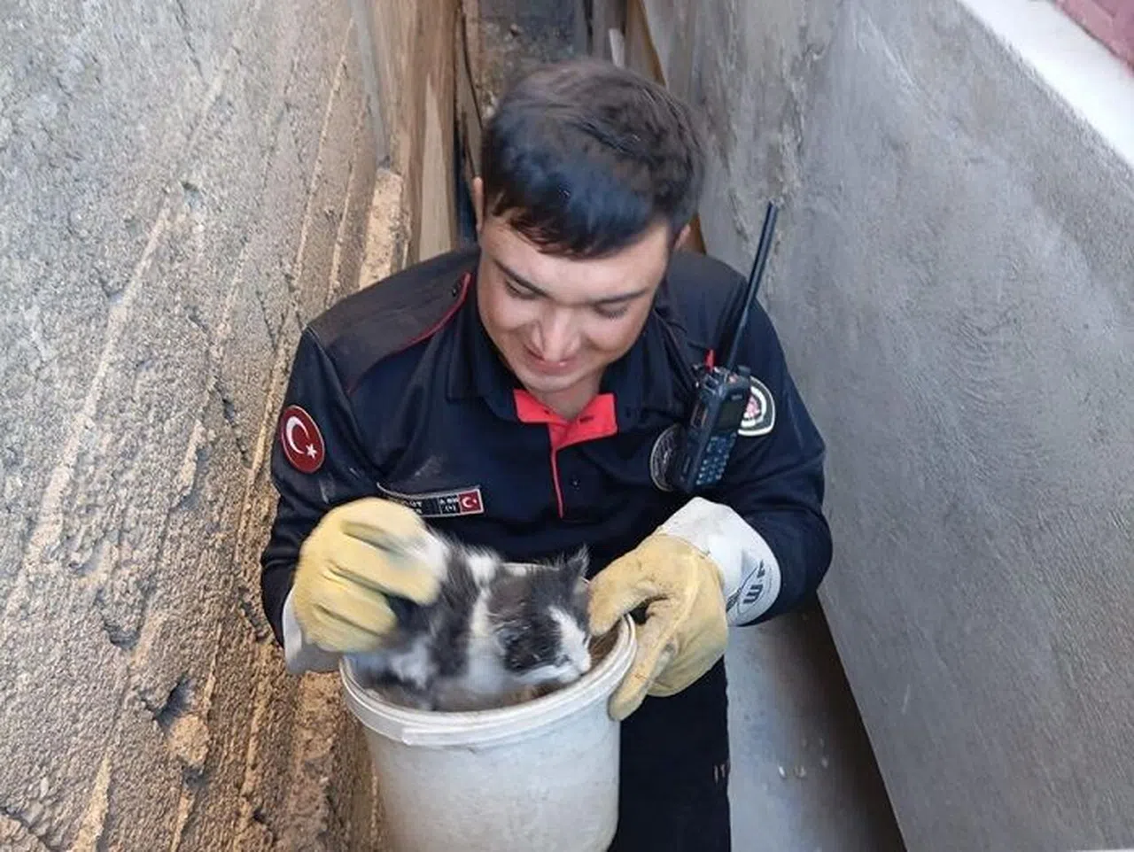 Havalandırma Boşluğuna Düşen Kedi Kurtarıldı