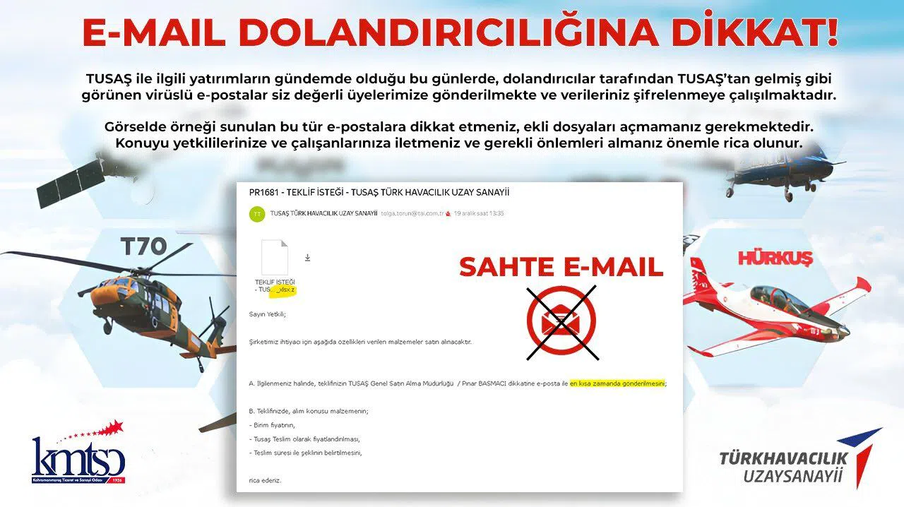 KMTSO Uyardı!  Dikkat ! Virüslü E-postalar Üyelere Gönderiliyor