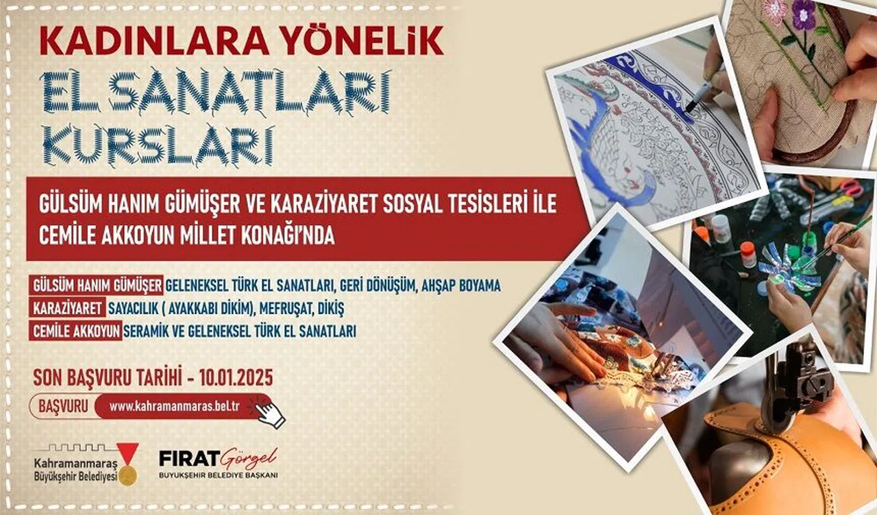Kahramanmaraş’ta Kadınlar İçin El Sanatları Kursları Başlıyor