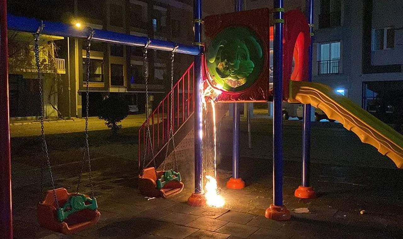 Çocuk oyun parkını ateşe verip kaçtılar