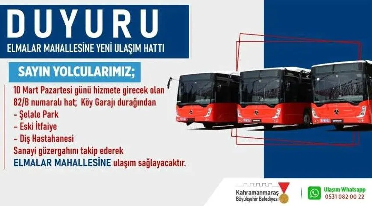 Elmalar Mahallesi’ne Yeni Toplu Taşıma Hattı Hizmete Giriyor!