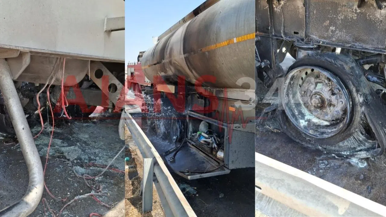 Kahramanmaraş’ta Akaryakıt Yüklü TIR’ın Lastikleri Alev Aldı