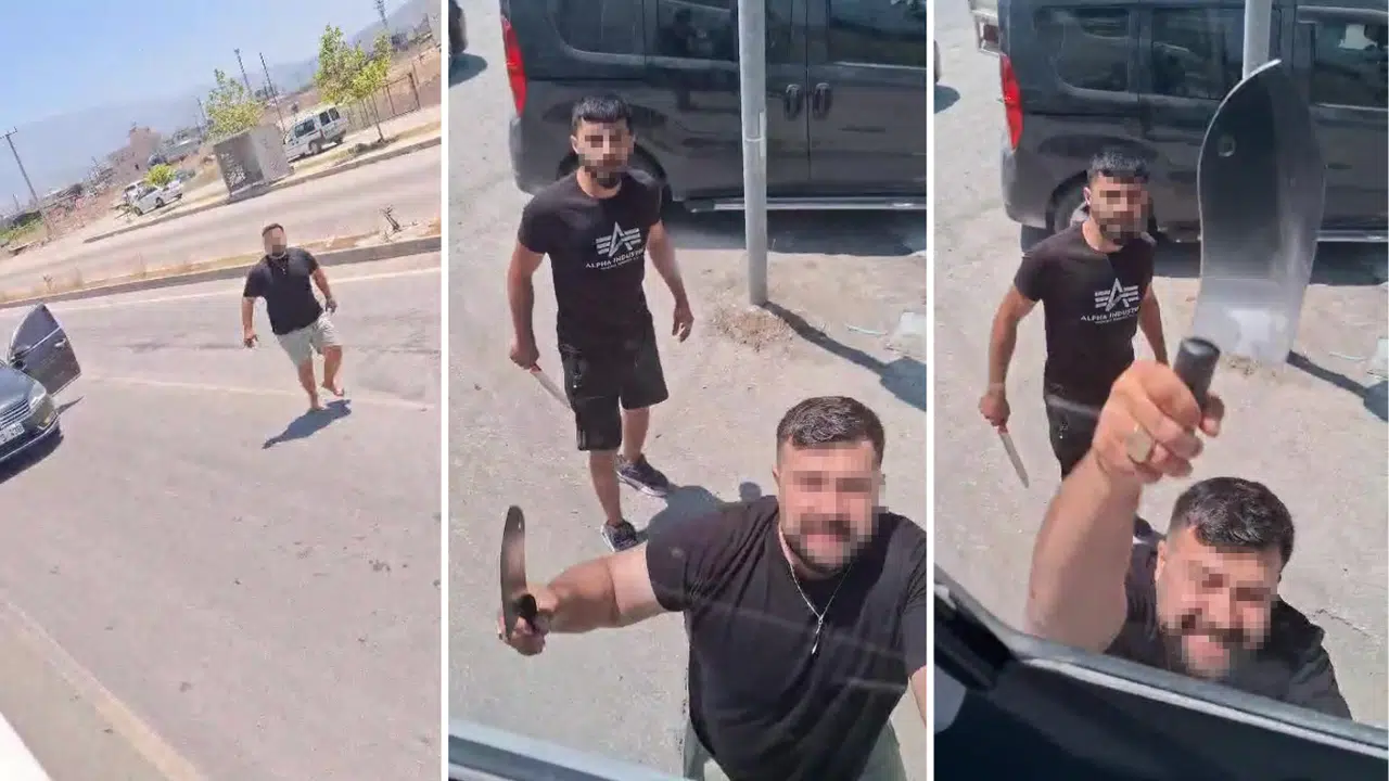 Yol Verme Tartışmasında Satırla Saldıran Şahıslardan, Kapıyı Kilitleyerek Canını Kurtardı