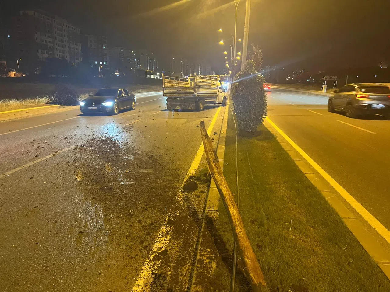 Kahramanmaraş'ta Motordan Kaçan Sürücü Ağacı Söküp Karşı Şeride Geçti