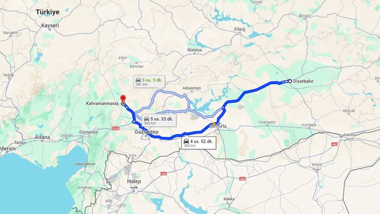 Kahramanmaraş Diyarbakır arası kaç km? Kahramanmaraş Diyarbakır arası kaç saat sürer?