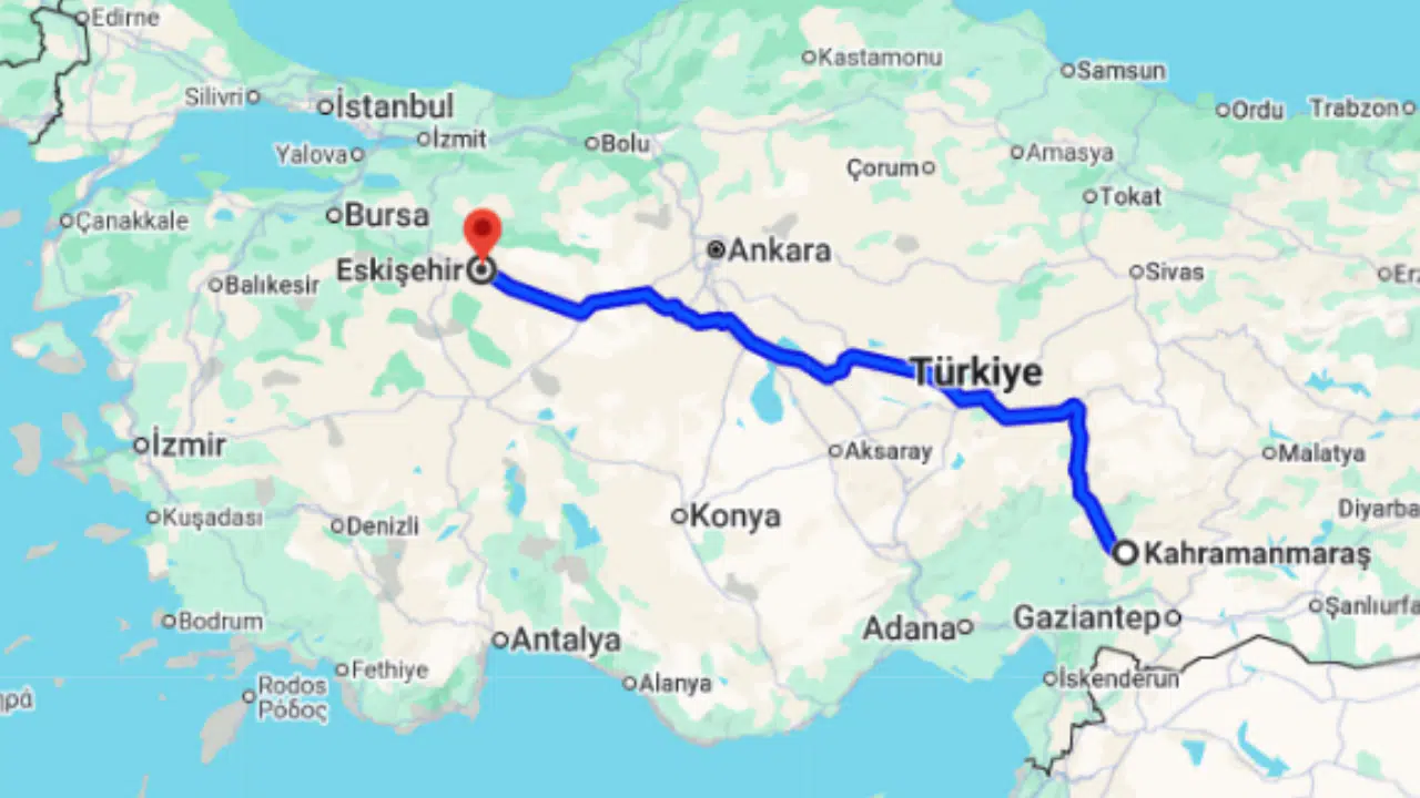 Kahramanmaraş Eskişehir arası kaç km?