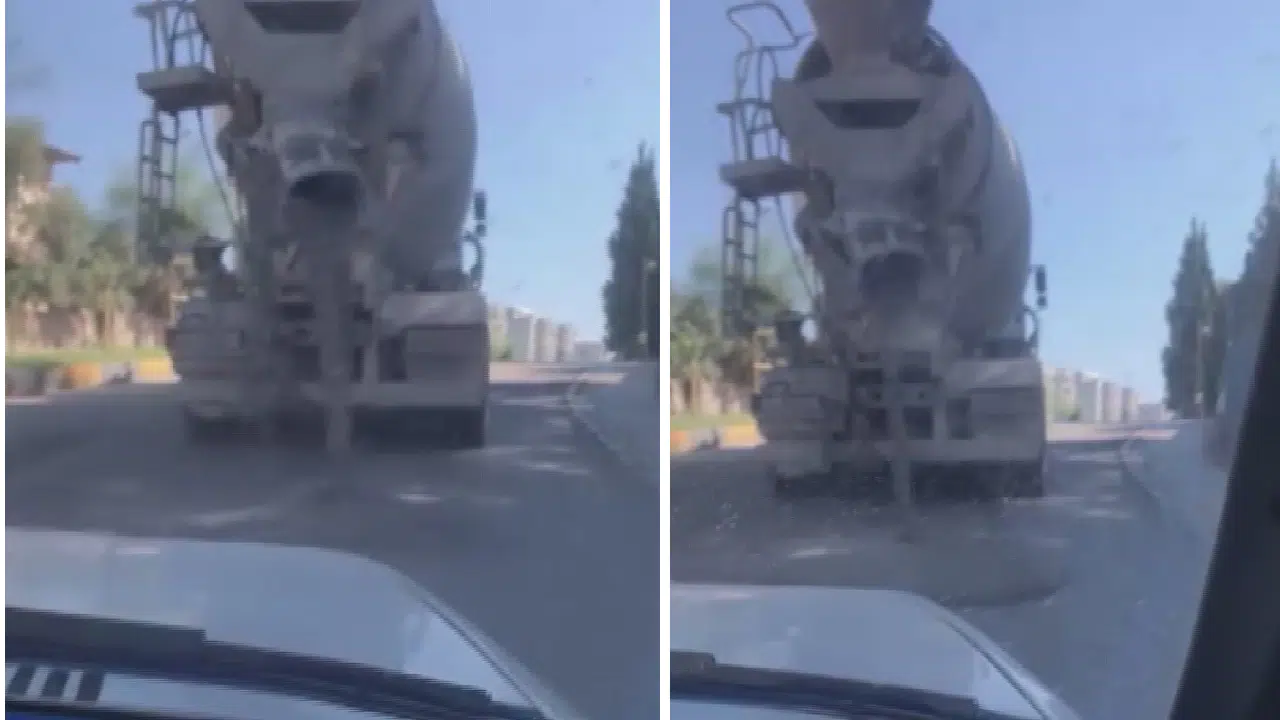 Kovası açık kalan mikser asfalta beton saçtı