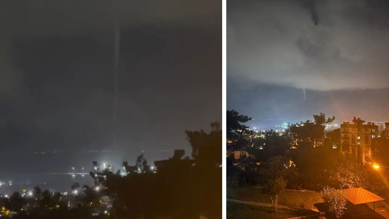 Gece Saatlerinde Deniz Üzerinde Hortum Oluştu