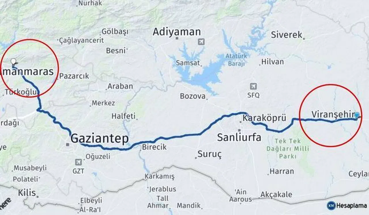 Kahramanmaraş - Viranşehir Arası Kaç Kilometre?