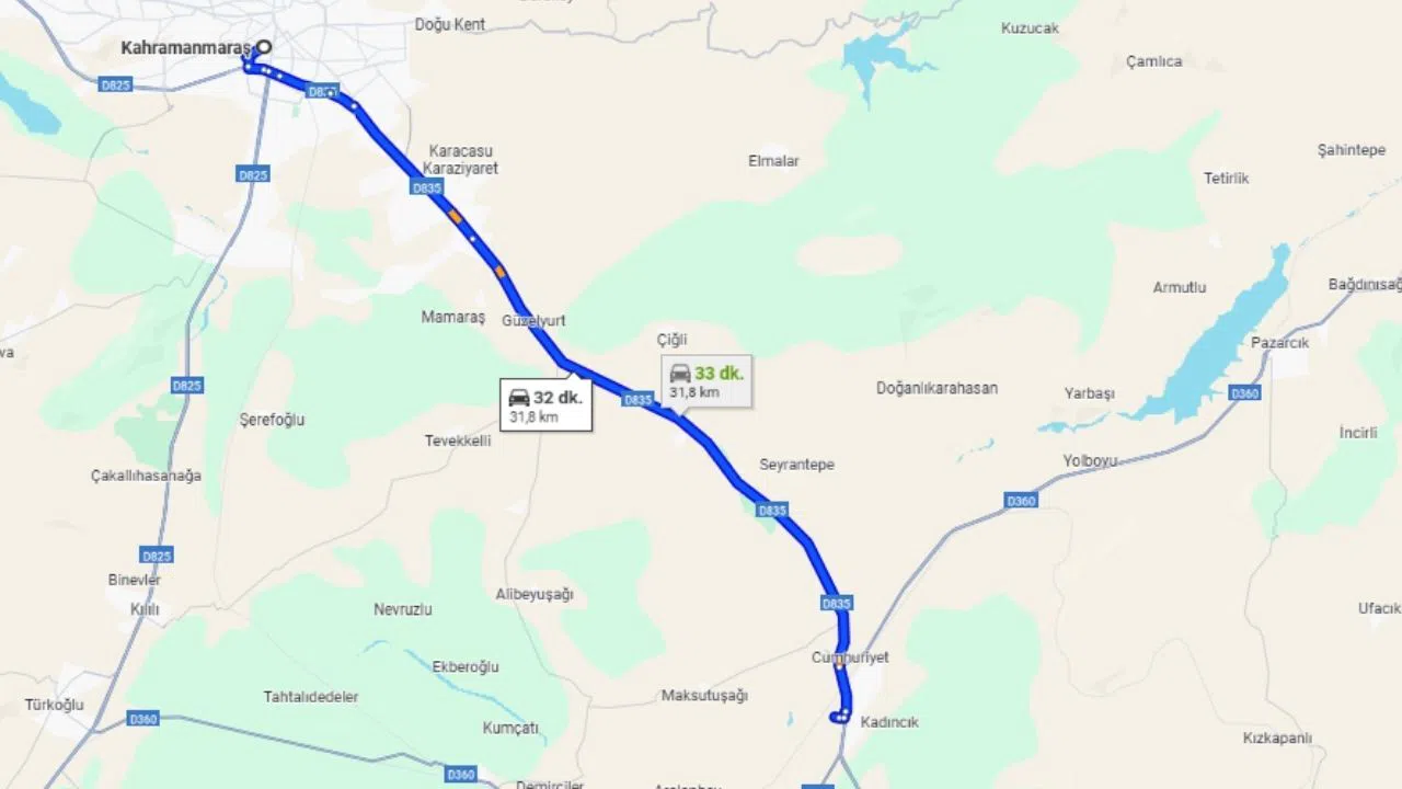 Kahramanmaraş Narlı Arası Kaç Kilometre?