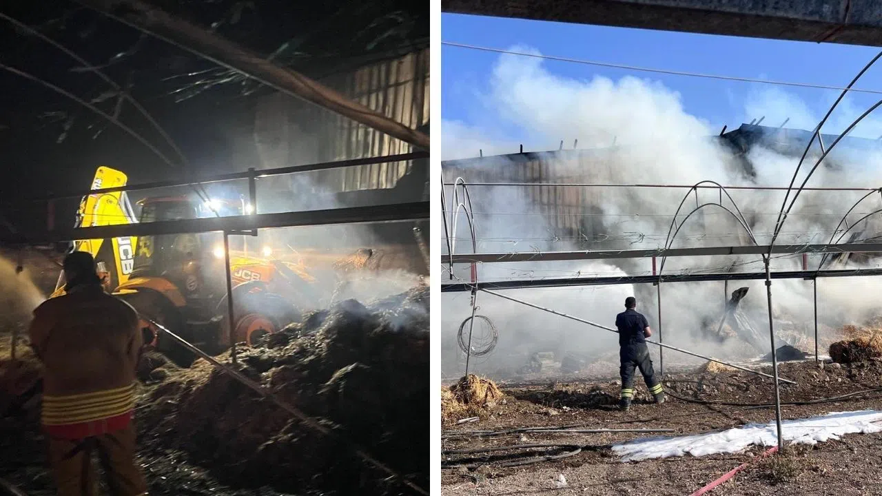 Samanlık Yangını Çiftliğe Yayılmadan Söndürüldü