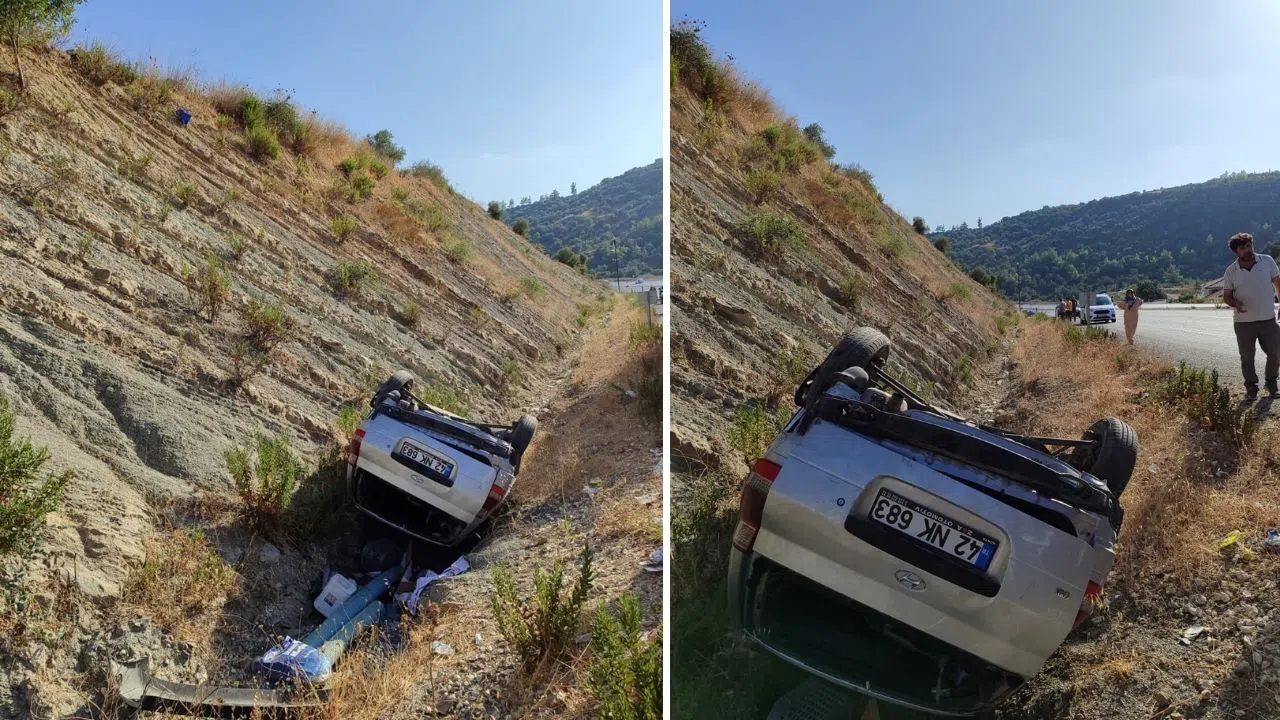 Şarampole Devrilen Otomobilde 3 Kişi Yaralandı