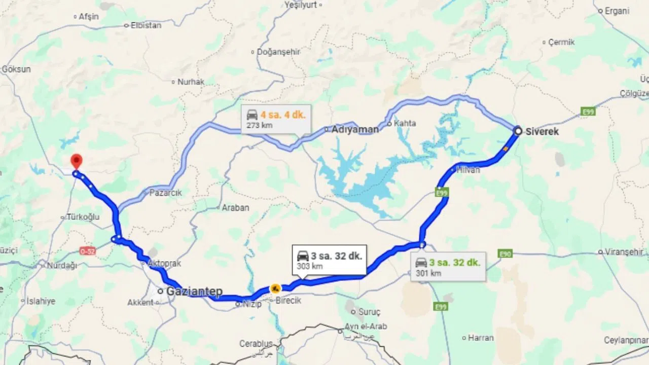 Siverek Kahramanmaraş Arası Kaç Kilometre?