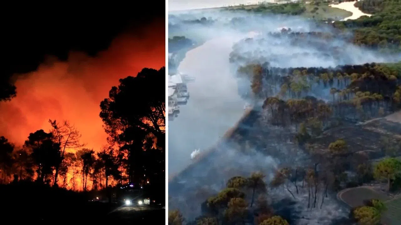 Yanan Alanlar Sabahın İlk Işıklarında Dronla Görüntülendi