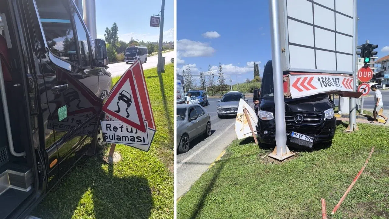 Kontrolden çıkan minibüs refüje çarptı: 8 yaralı