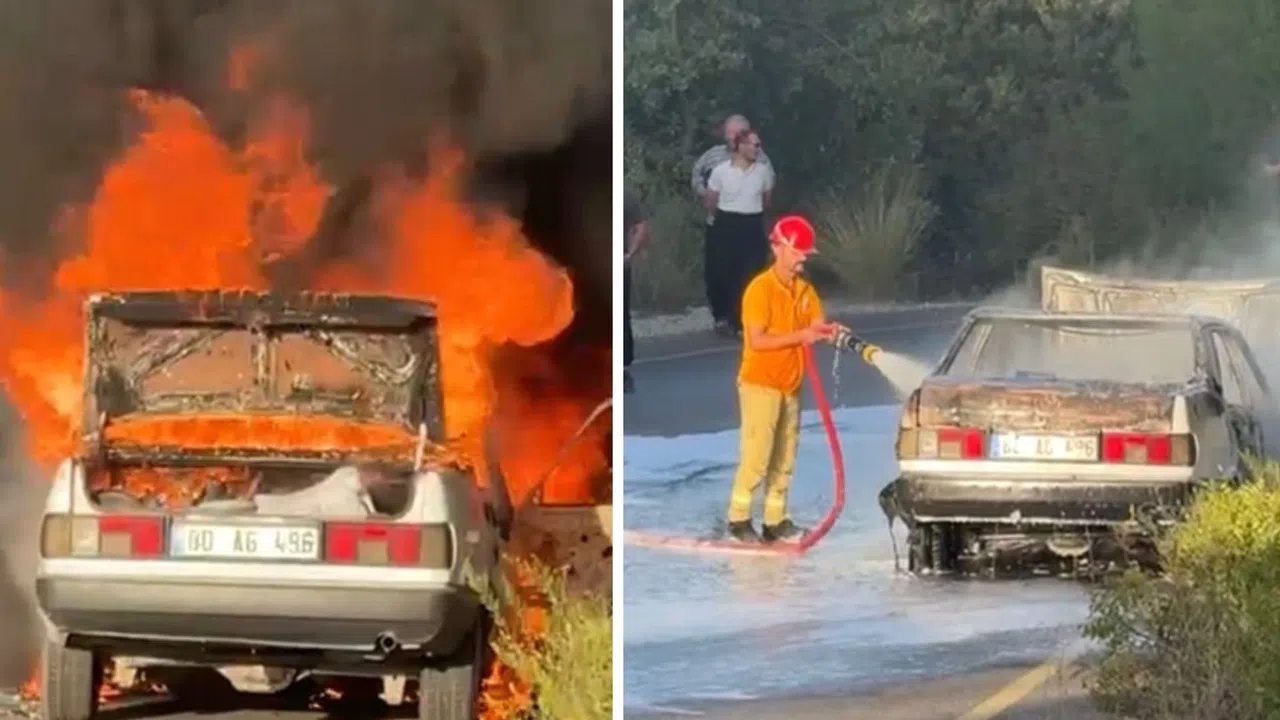 Otomobilde Çıkan Yangın Ormana Sıçramadan Söndürüldü