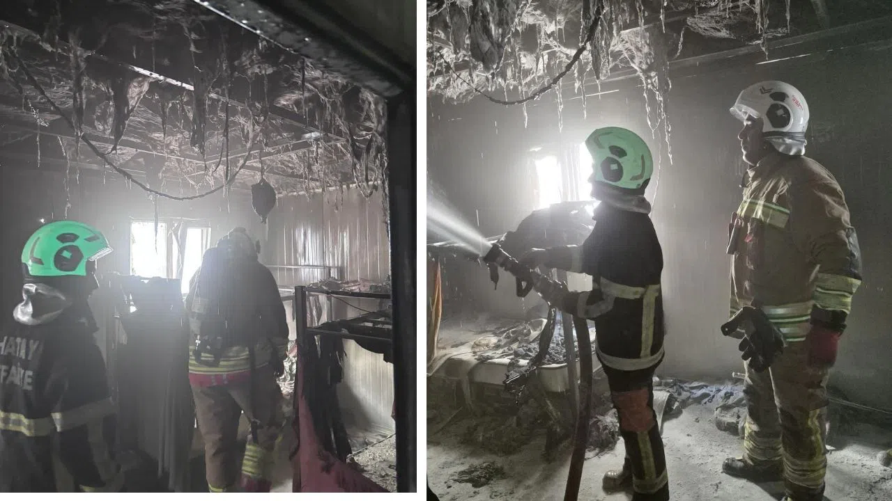 Şantiye Alanında Yangın! Konteyner Yatakhane Alev Aldı