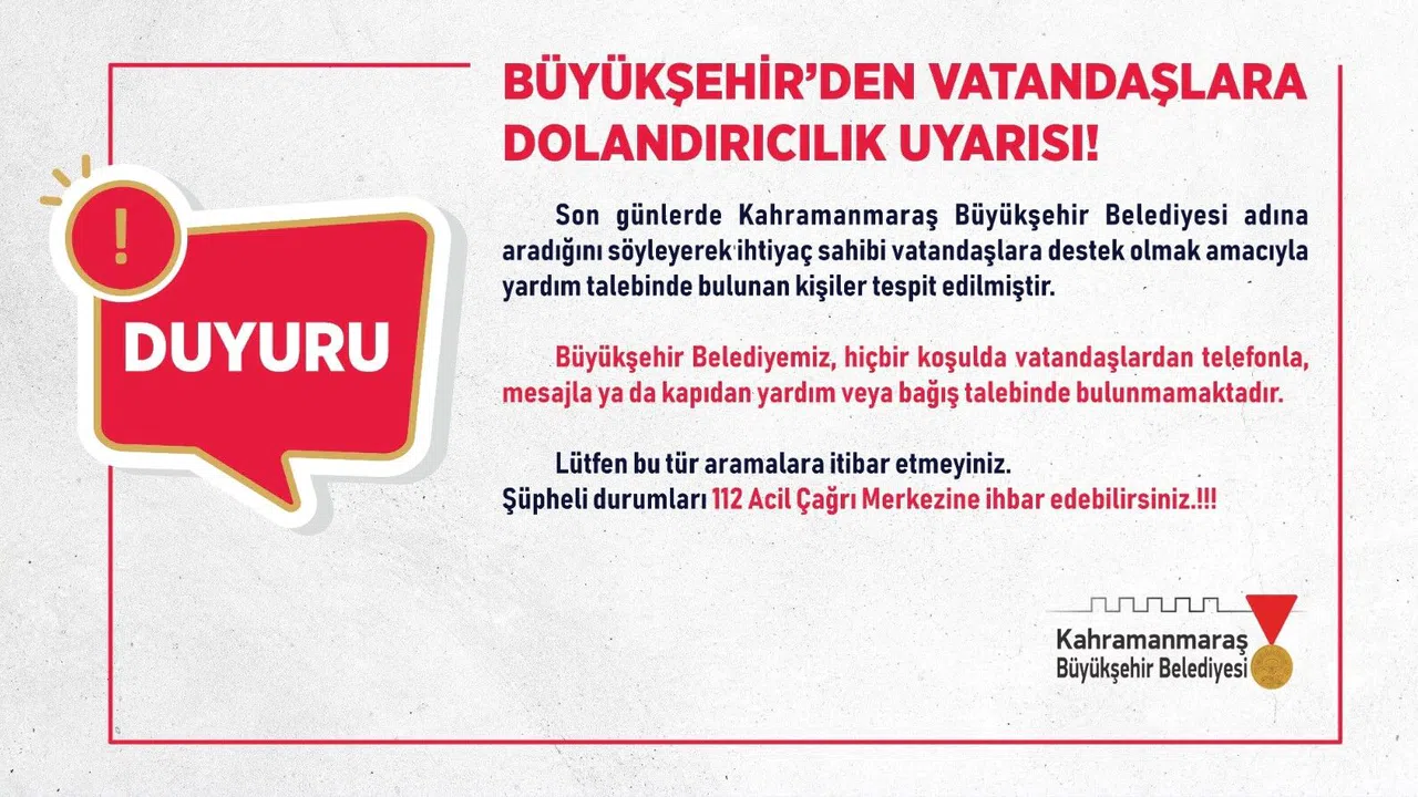 Belediyeden Resmi Uyarı: Yardım Taleplerine İtibar Etmeyin