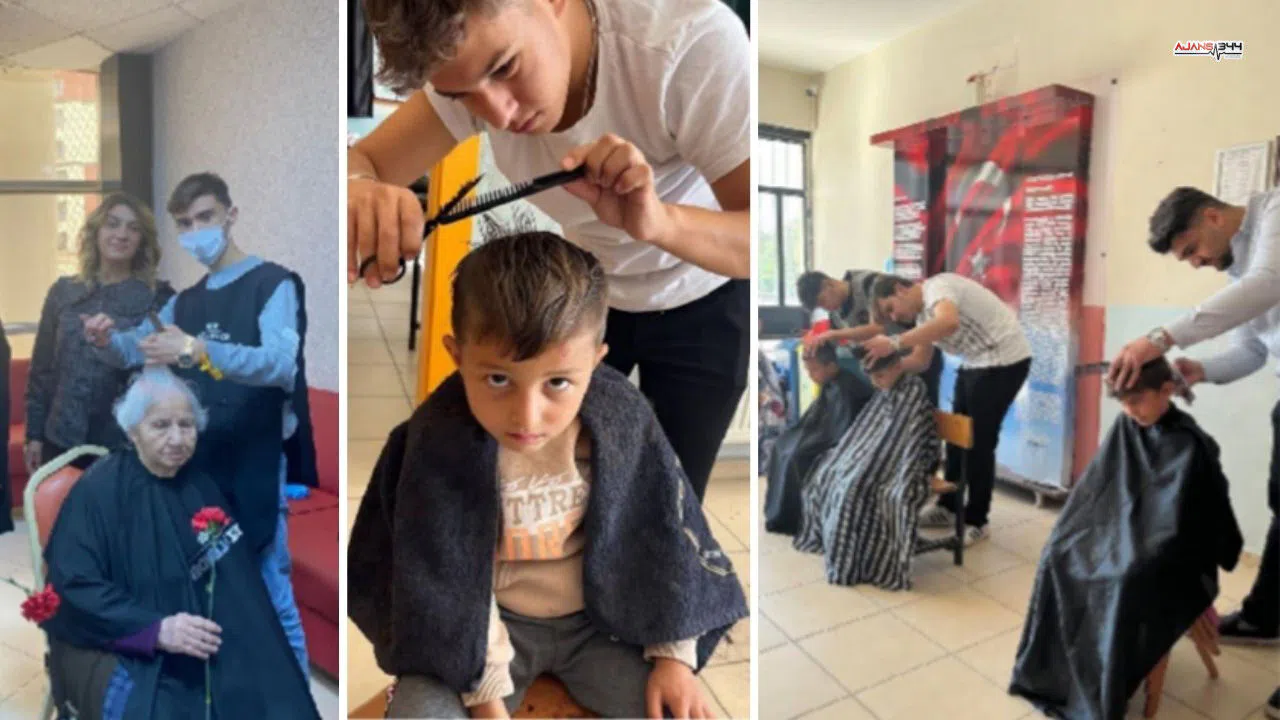 Kahramanmaraş'ta kırsal okullardaki öğrencilere ve huzurevlerine saç kesimi desteği