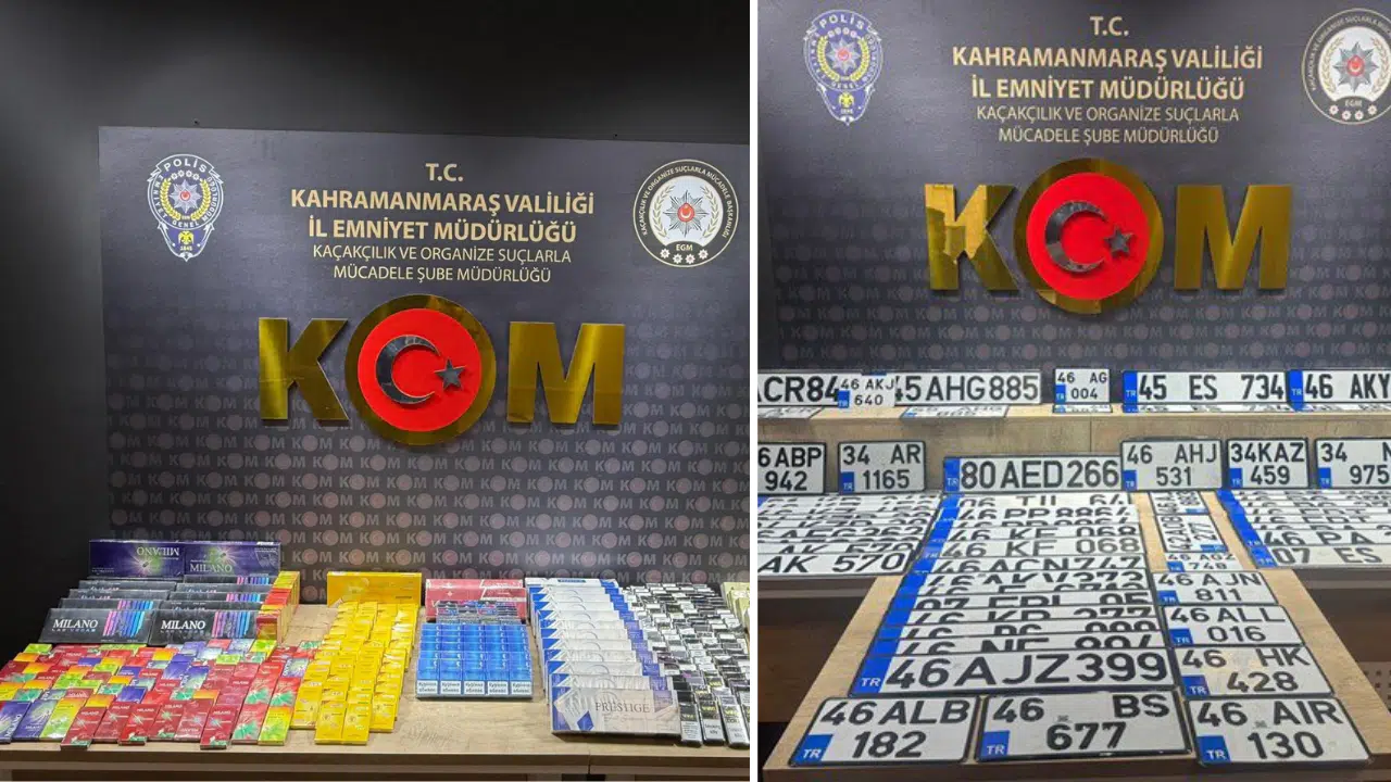 Kahramanmaraş'ta Paket Paket Kaçak Sigara ve Plaka Ele Geçirildi