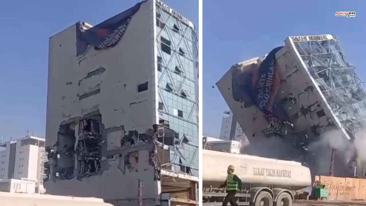 Kahramanmaraş'ta 6 Şubat Depremlerimde Hasar Gören İş Merkezi Yıkıldı