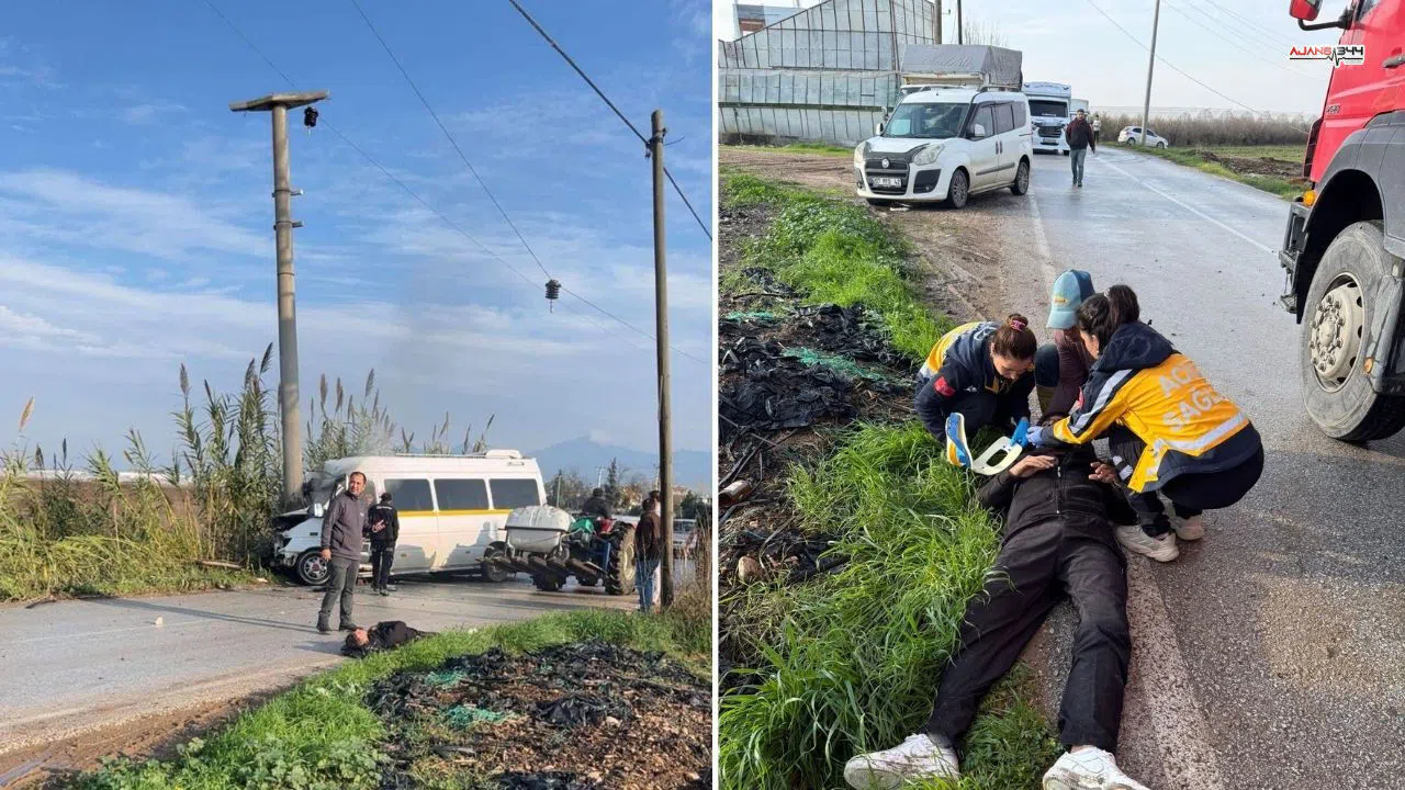 Serik'te minibüs elektrik direğine çarptı: 1'i ağır 2 yaralı
