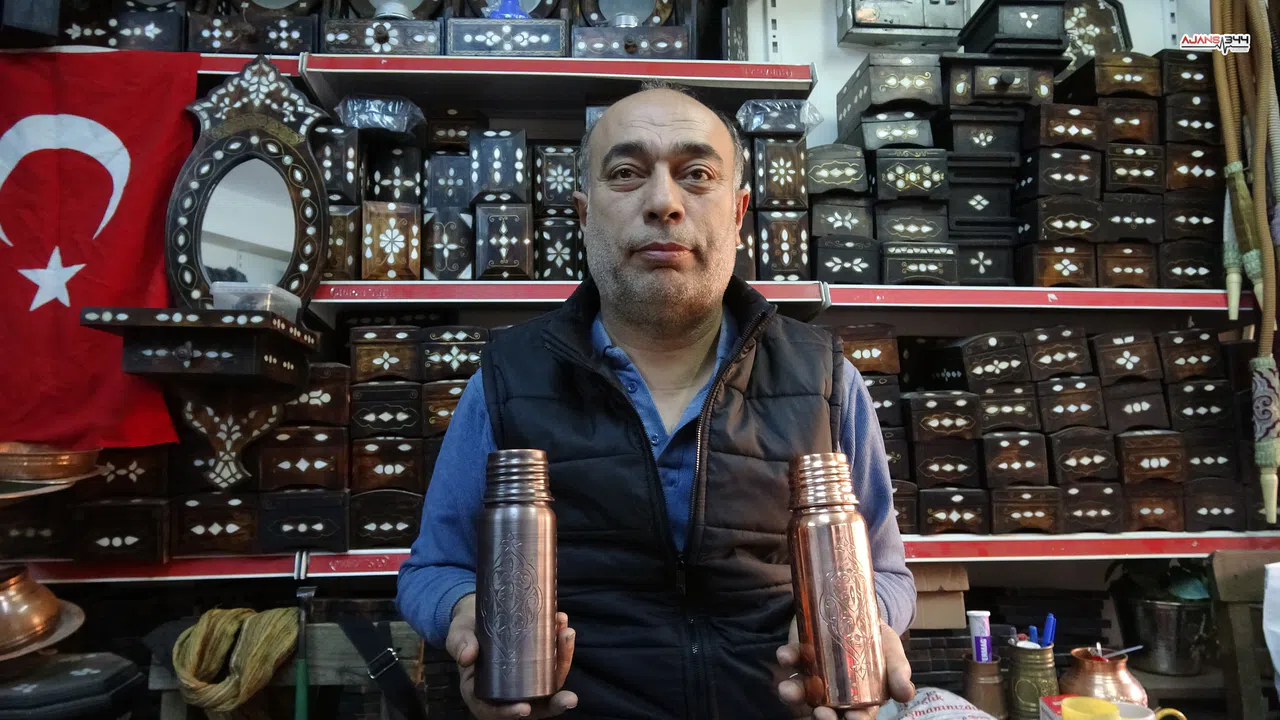 Gaziantep’te el yapımı bakır su mataraları yoğun ilgi görüyor