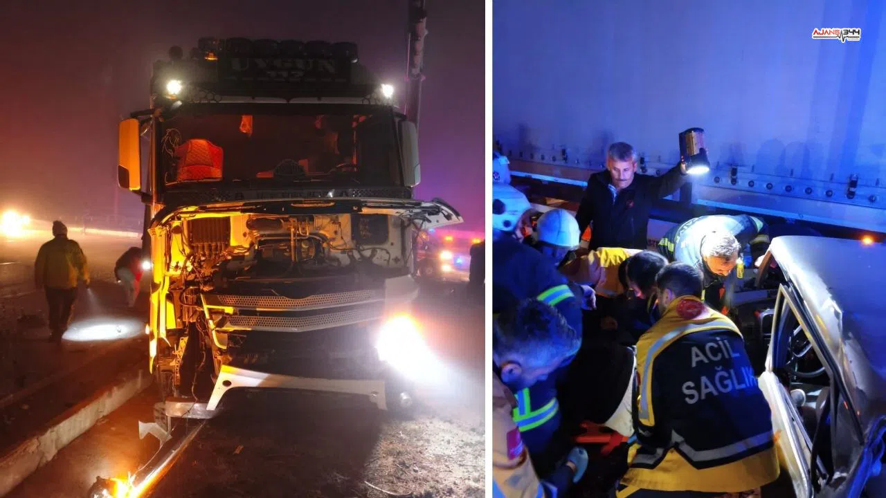 Tır ile çarpışan TOFAŞ hurdaya döndü: 3 yaralı