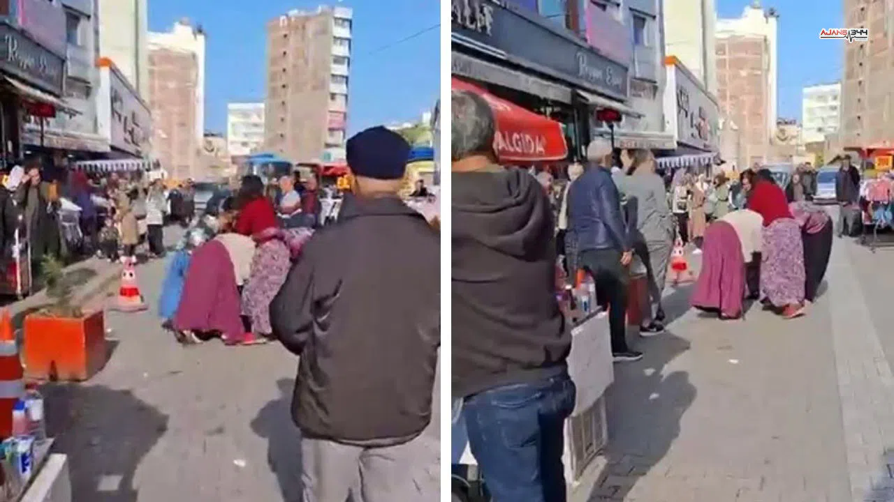 Kadınlar sokak ortasında saç  baş birbirine girdi