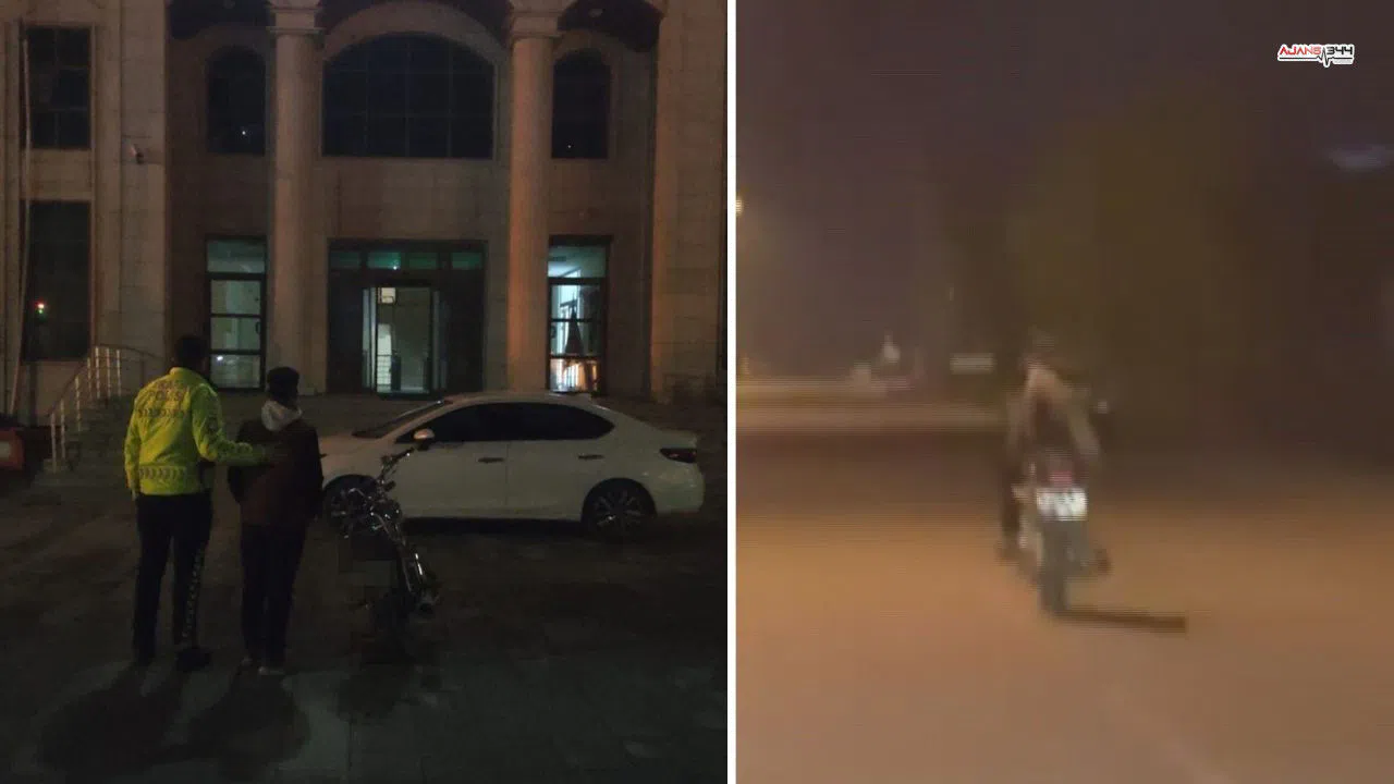Motosikletin üzerine yatarak süren şoföre 21 bin lira ceza kesildi