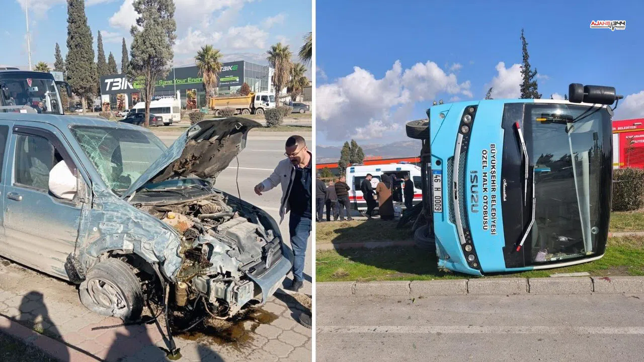 Kahramanmaraş'ta halk otobüsü devrildi, 4'ü ağır 13 yaralı
