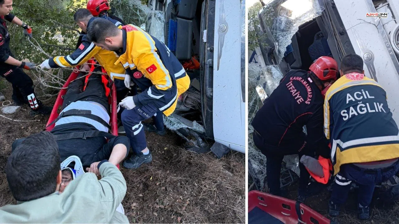 Kahramanmaraş'ta kamyon uçuruma yuvarlandı: sürücü kurtarıldı